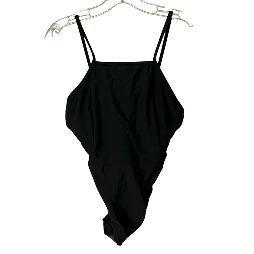 NWOT Summersalt Black One Piece Swimsuit Square Neck Shelf Bra Adjustable Strap